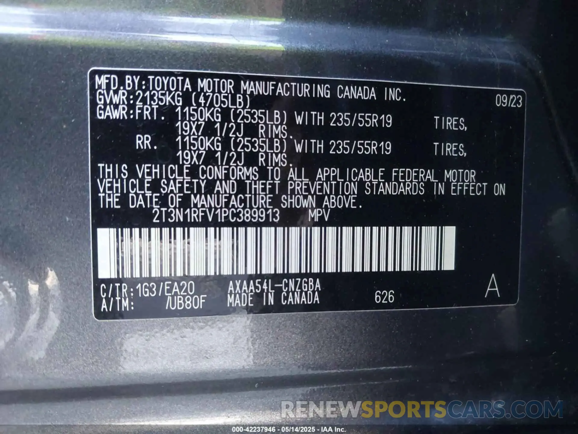 9 Photograph of a damaged car 2T3N1RFV1PC389913 TOYOTA RAV4 2023