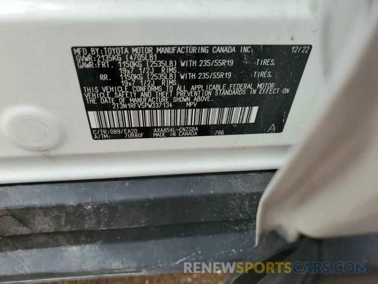 13 Photograph of a damaged car 2T3N1RFV5PW337134 TOYOTA RAV4 2023