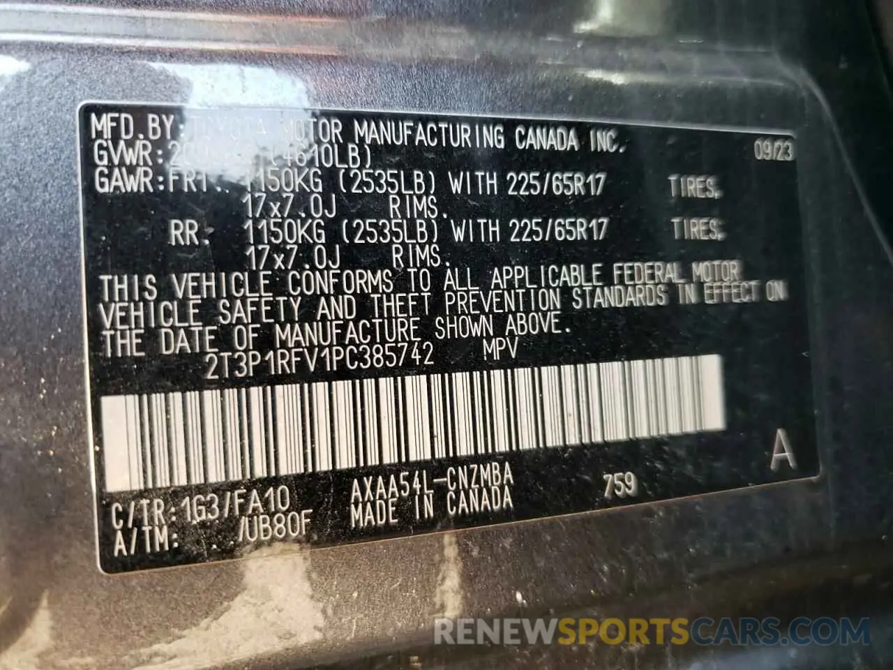 13 Photograph of a damaged car 2T3P1RFV1PC385742 TOYOTA RAV4 2023