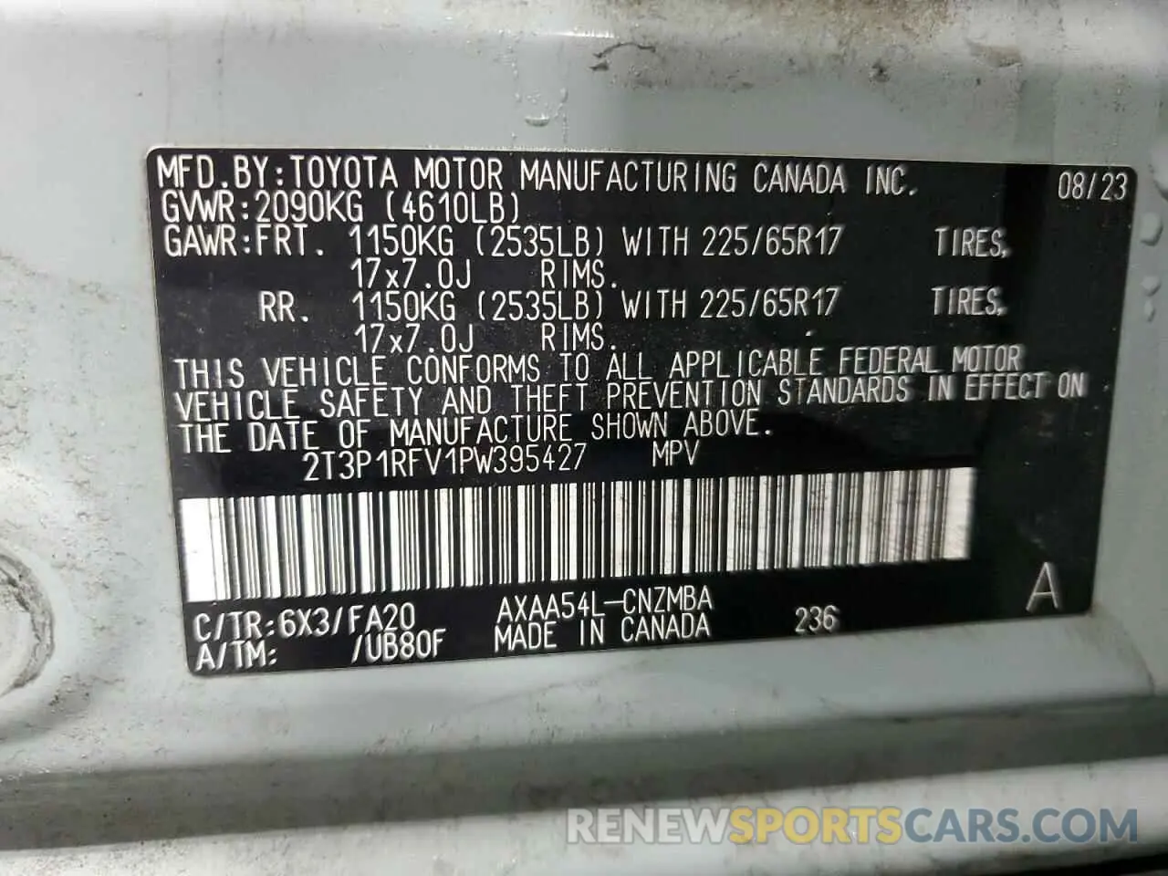 12 Photograph of a damaged car 2T3P1RFV1PW395427 TOYOTA RAV4 2023