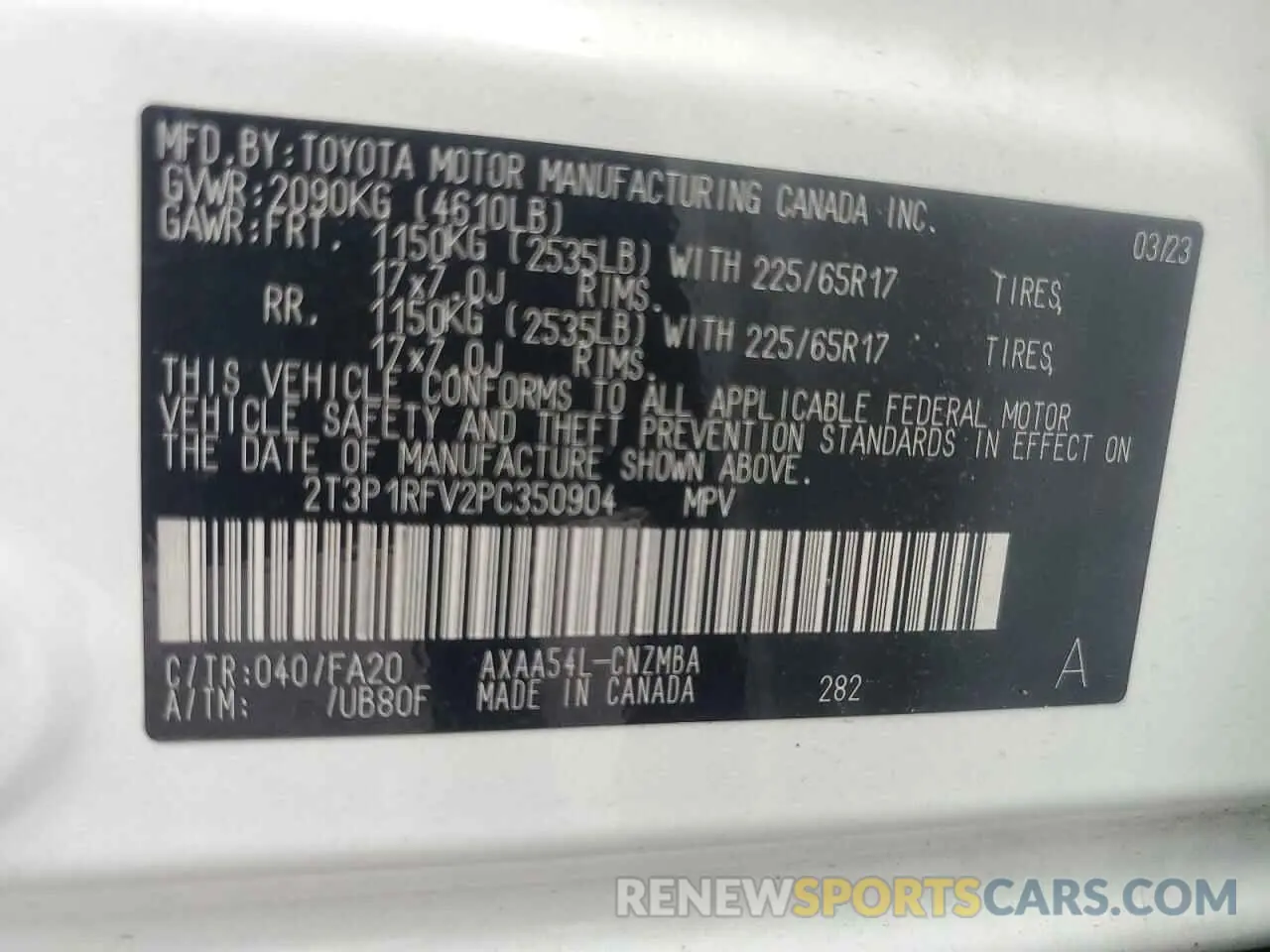 13 Photograph of a damaged car 2T3P1RFV2PC350904 TOYOTA RAV4 2023