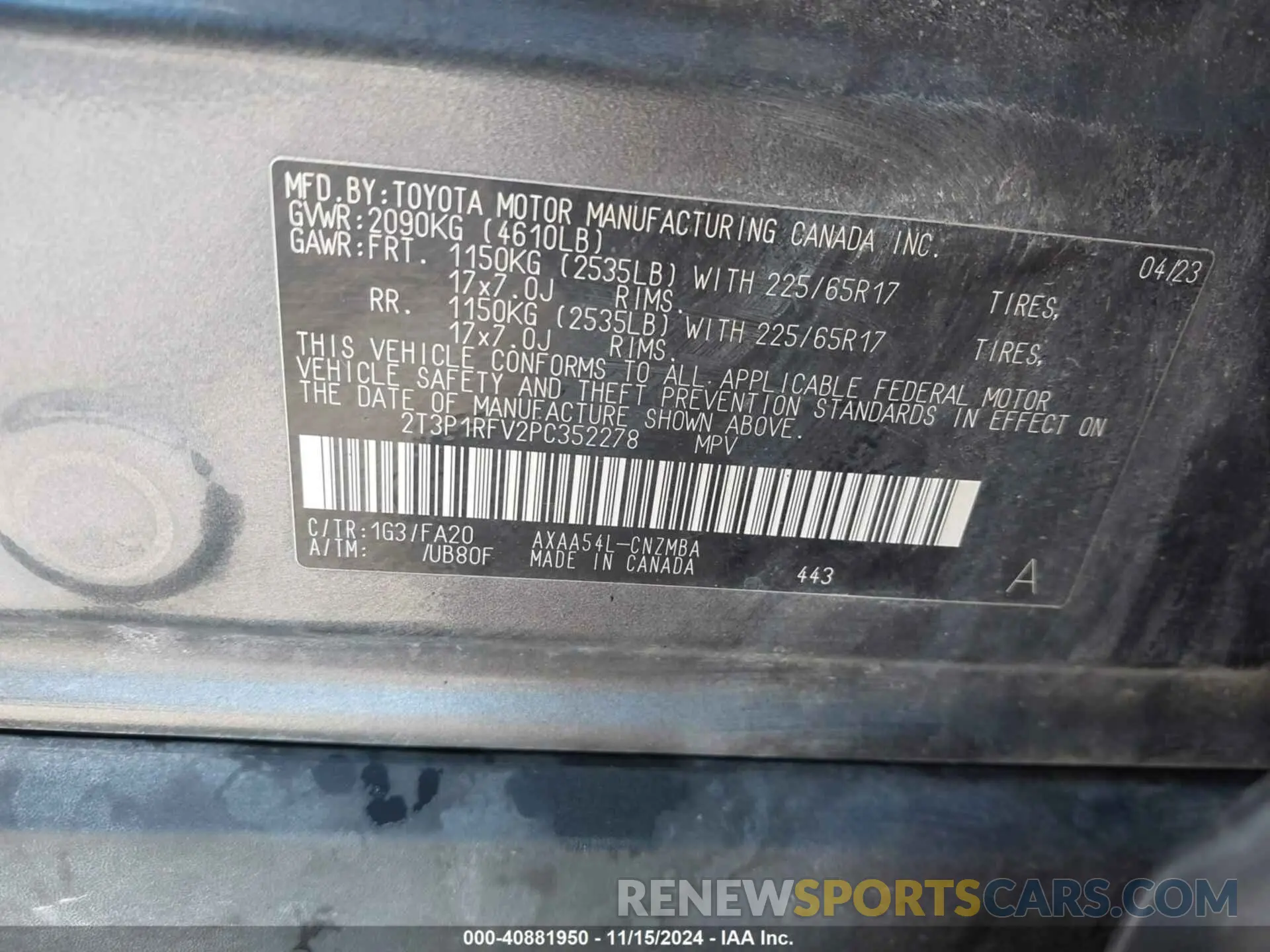 9 Photograph of a damaged car 2T3P1RFV2PC352278 TOYOTA RAV4 2023