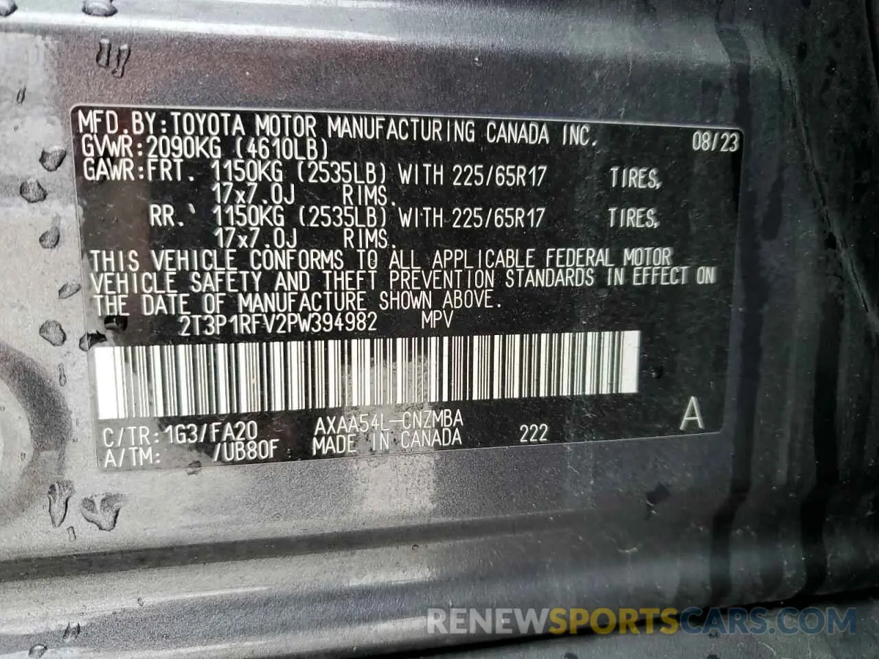 13 Photograph of a damaged car 2T3P1RFV2PW394982 TOYOTA RAV4 2023