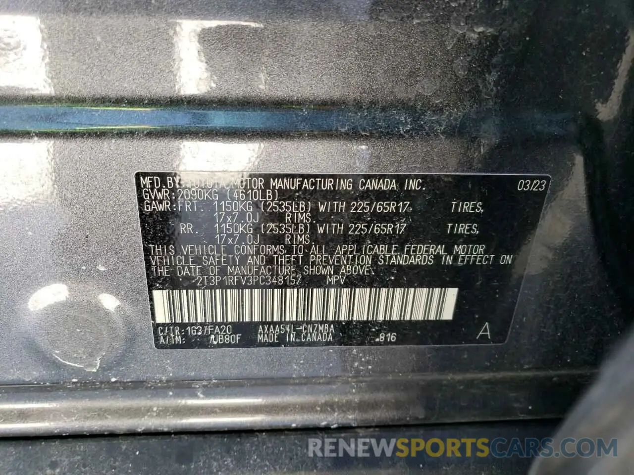 14 Photograph of a damaged car 2T3P1RFV3PC348157 TOYOTA RAV4 2023
