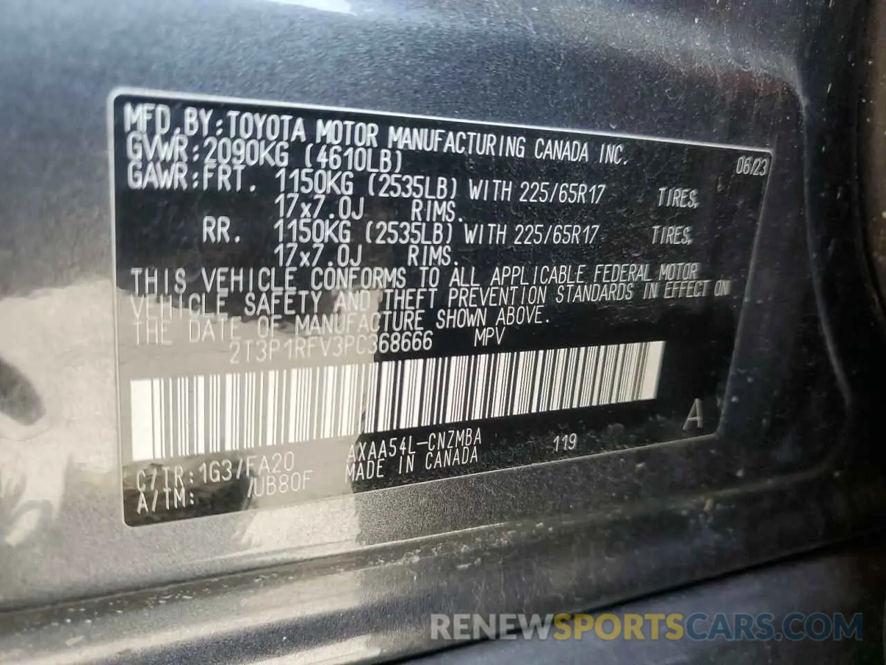 13 Photograph of a damaged car 2T3P1RFV3PC368666 TOYOTA RAV4 2023