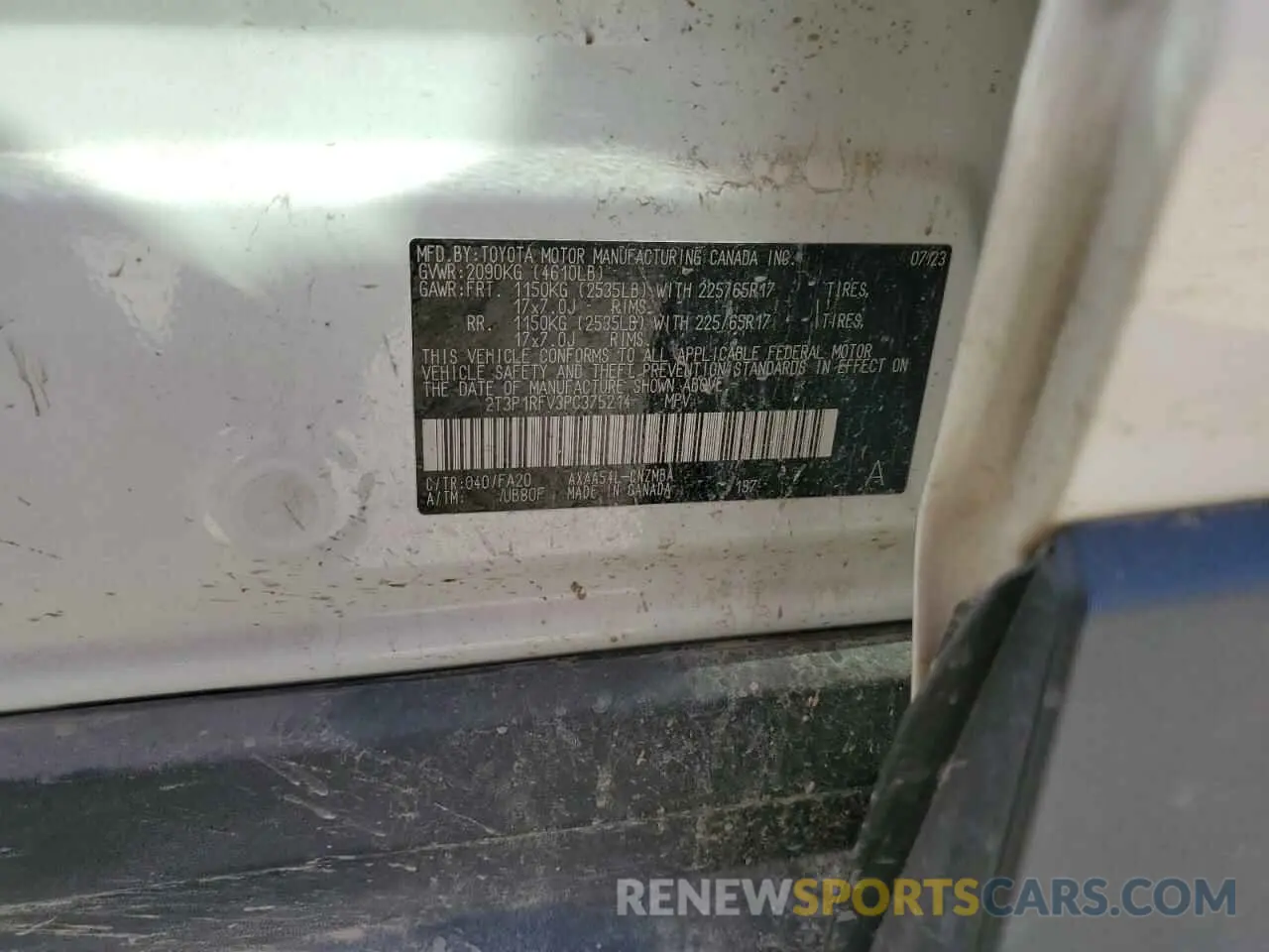 13 Photograph of a damaged car 2T3P1RFV3PC375214 TOYOTA RAV4 2023