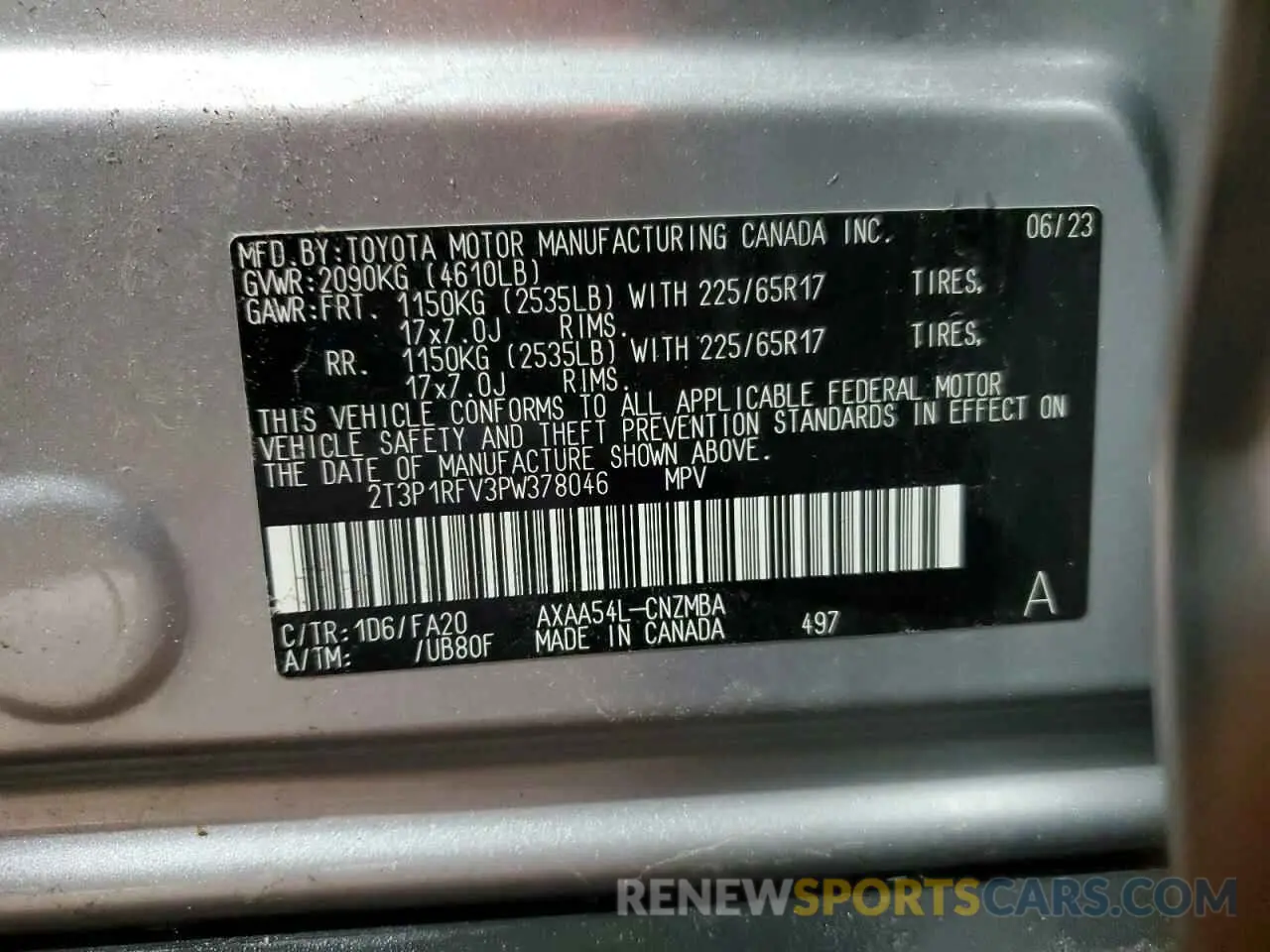 14 Photograph of a damaged car 2T3P1RFV3PW378046 TOYOTA RAV4 2023