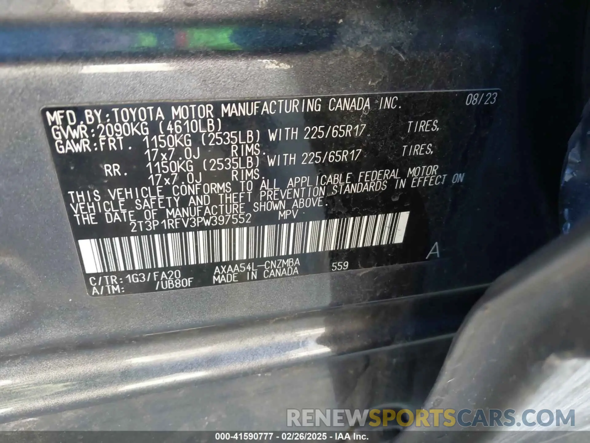 9 Photograph of a damaged car 2T3P1RFV3PW397552 TOYOTA RAV4 2023