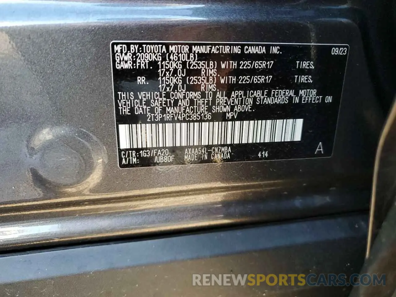 12 Photograph of a damaged car 2T3P1RFV4PC385136 TOYOTA RAV4 2023
