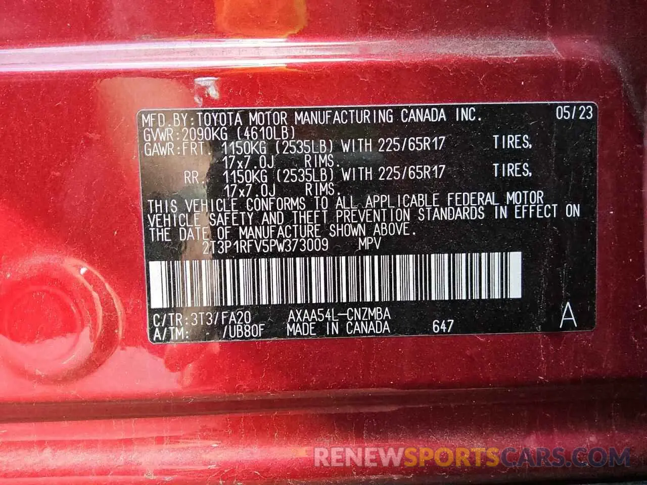 13 Photograph of a damaged car 2T3P1RFV5PW373009 TOYOTA RAV4 2023