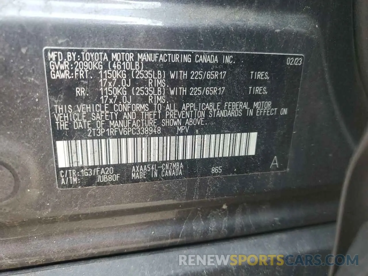 14 Photograph of a damaged car 2T3P1RFV6PC338948 TOYOTA RAV4 2023