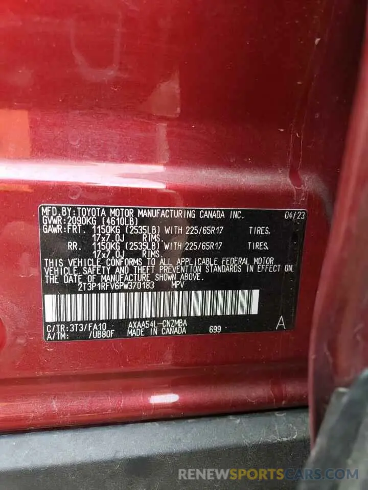 13 Photograph of a damaged car 2T3P1RFV6PW370183 TOYOTA RAV4 2023