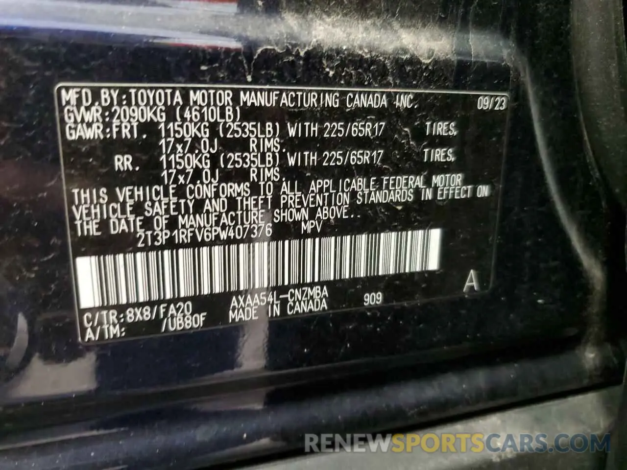 13 Photograph of a damaged car 2T3P1RFV6PW407376 TOYOTA RAV4 2023
