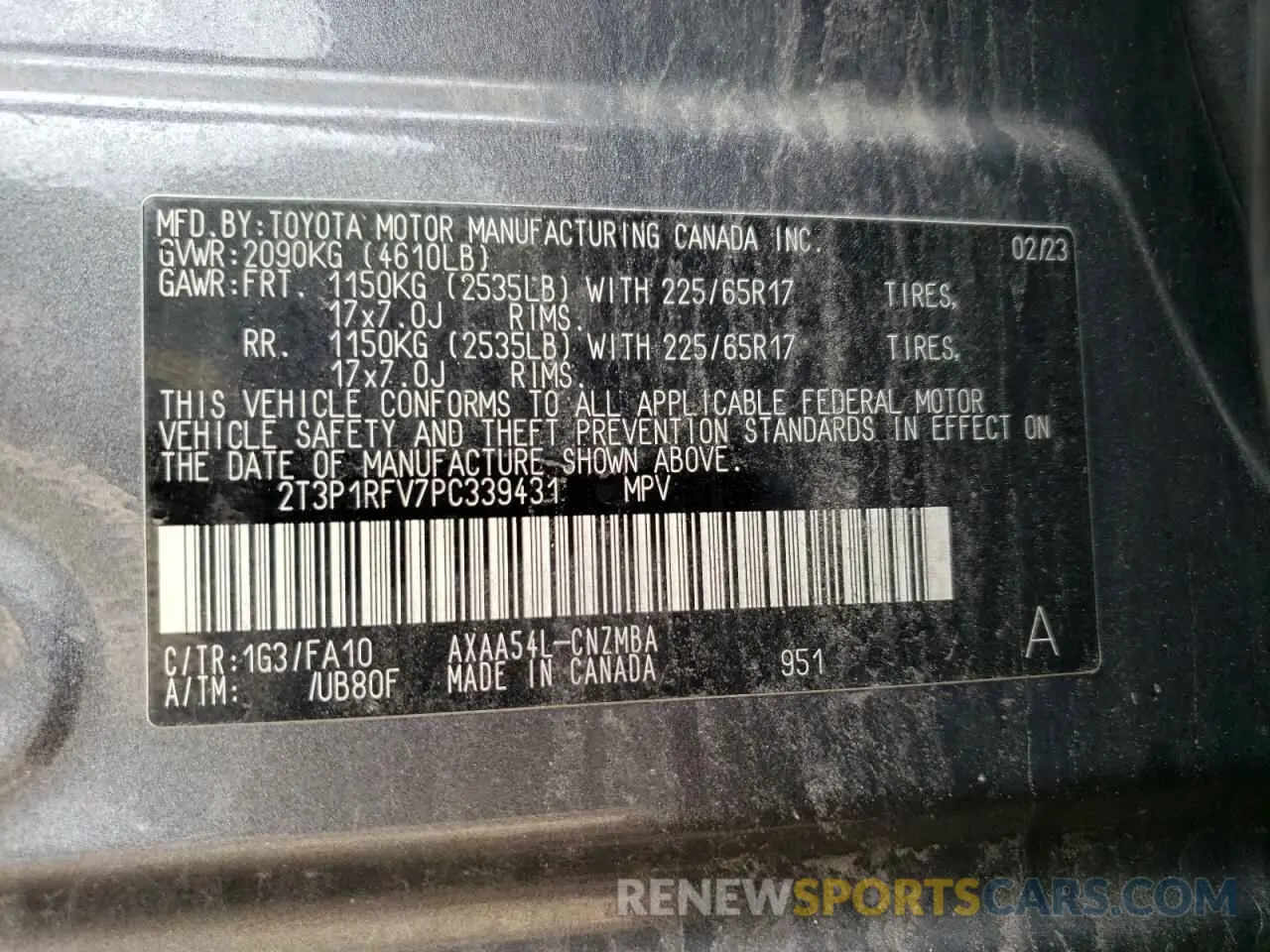 13 Photograph of a damaged car 2T3P1RFV7PC339431 TOYOTA RAV4 2023