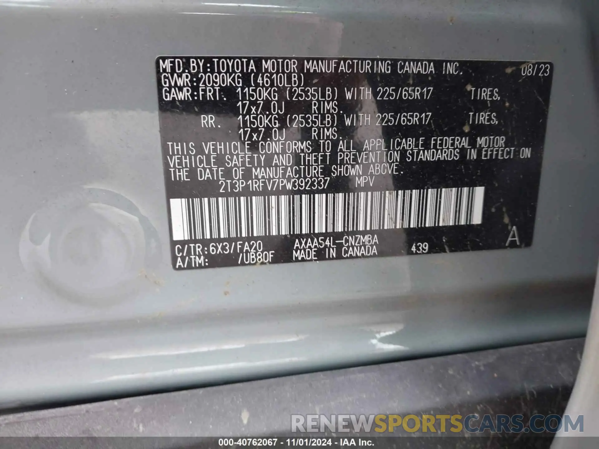 9 Photograph of a damaged car 2T3P1RFV7PW392337 TOYOTA RAV4 2023
