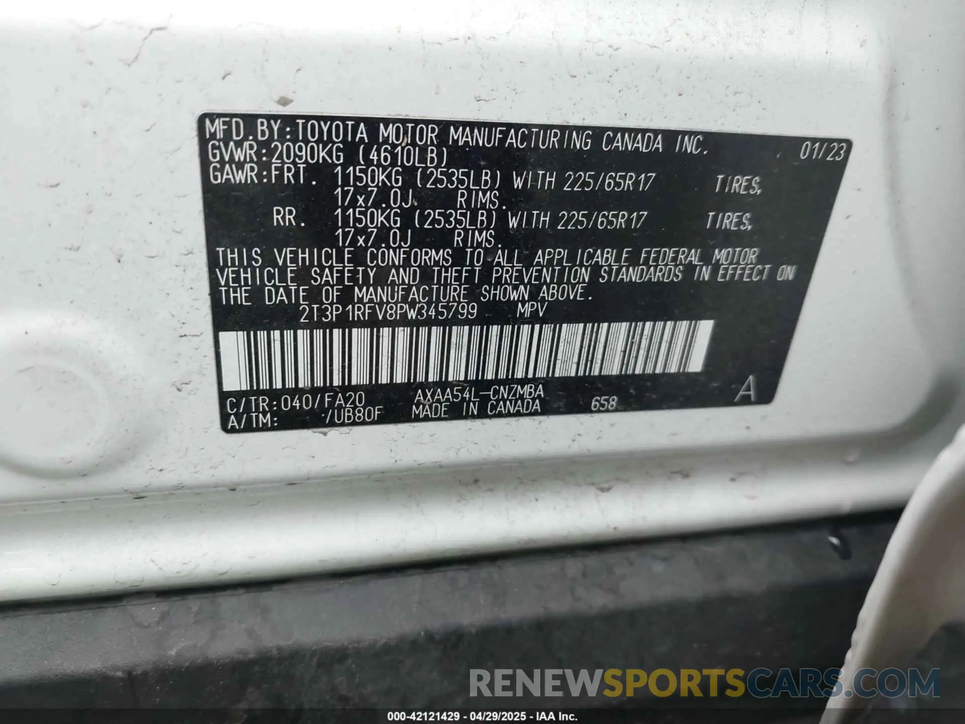9 Photograph of a damaged car 2T3P1RFV8PW345799 TOYOTA RAV4 2023