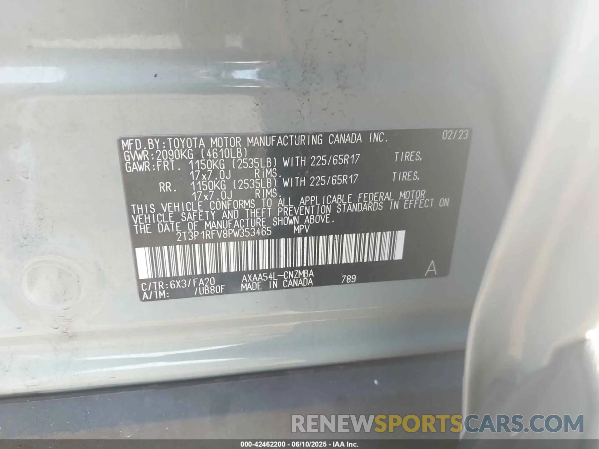 9 Photograph of a damaged car 2T3P1RFV8PW353465 TOYOTA RAV4 2023