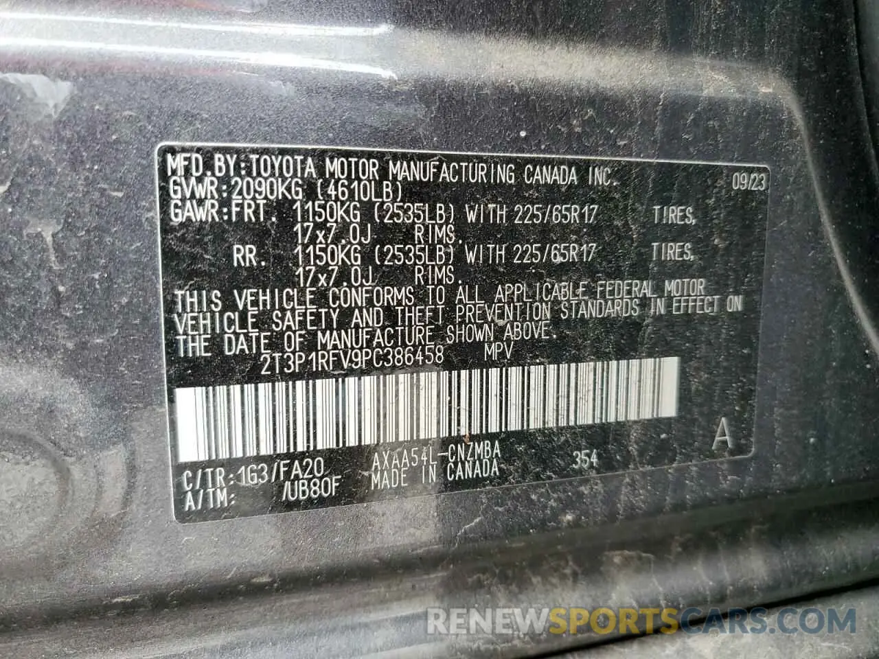 14 Photograph of a damaged car 2T3P1RFV9PC386458 TOYOTA RAV4 2023