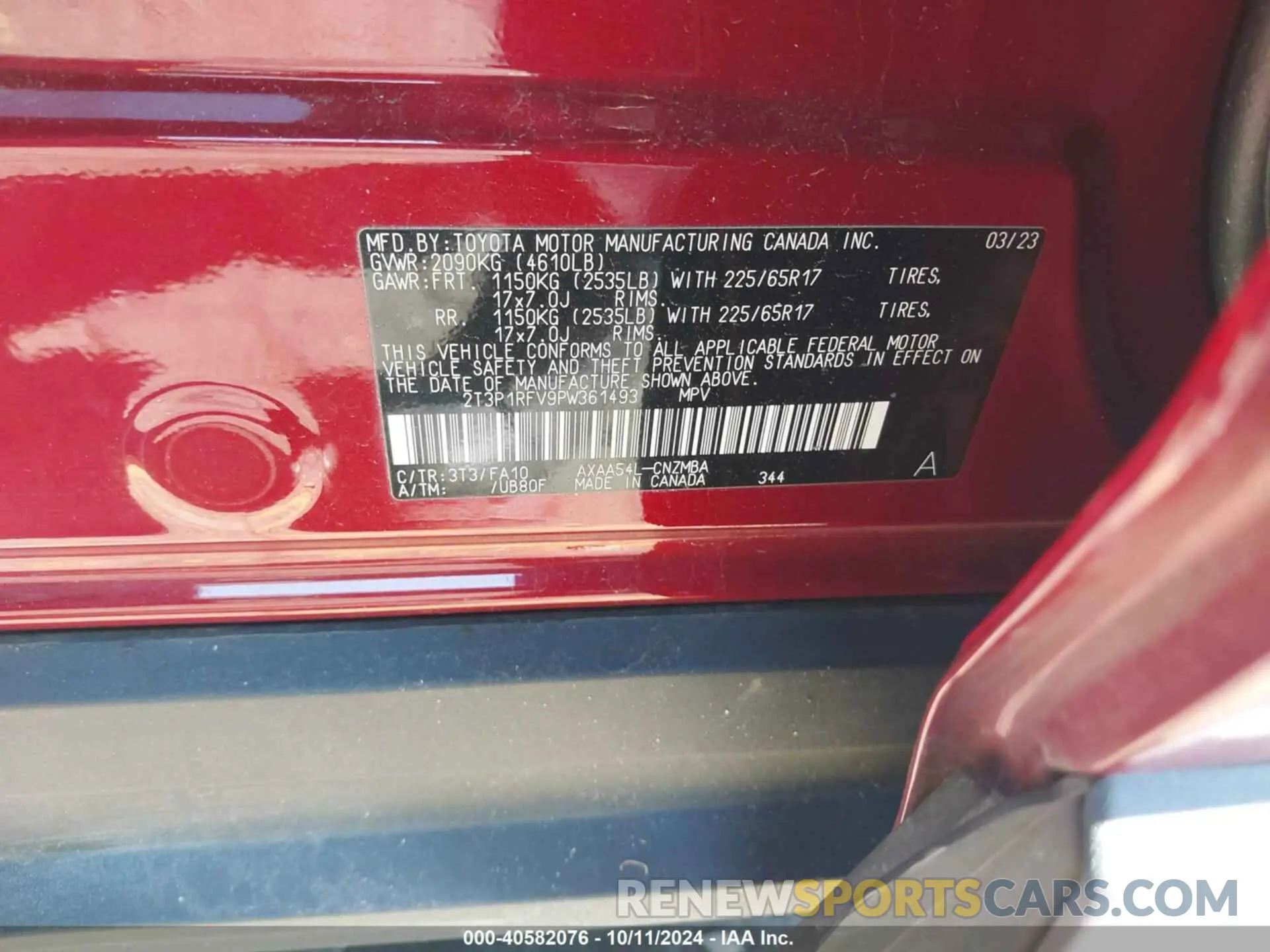 9 Photograph of a damaged car 2T3P1RFV9PW361493 TOYOTA RAV4 2023