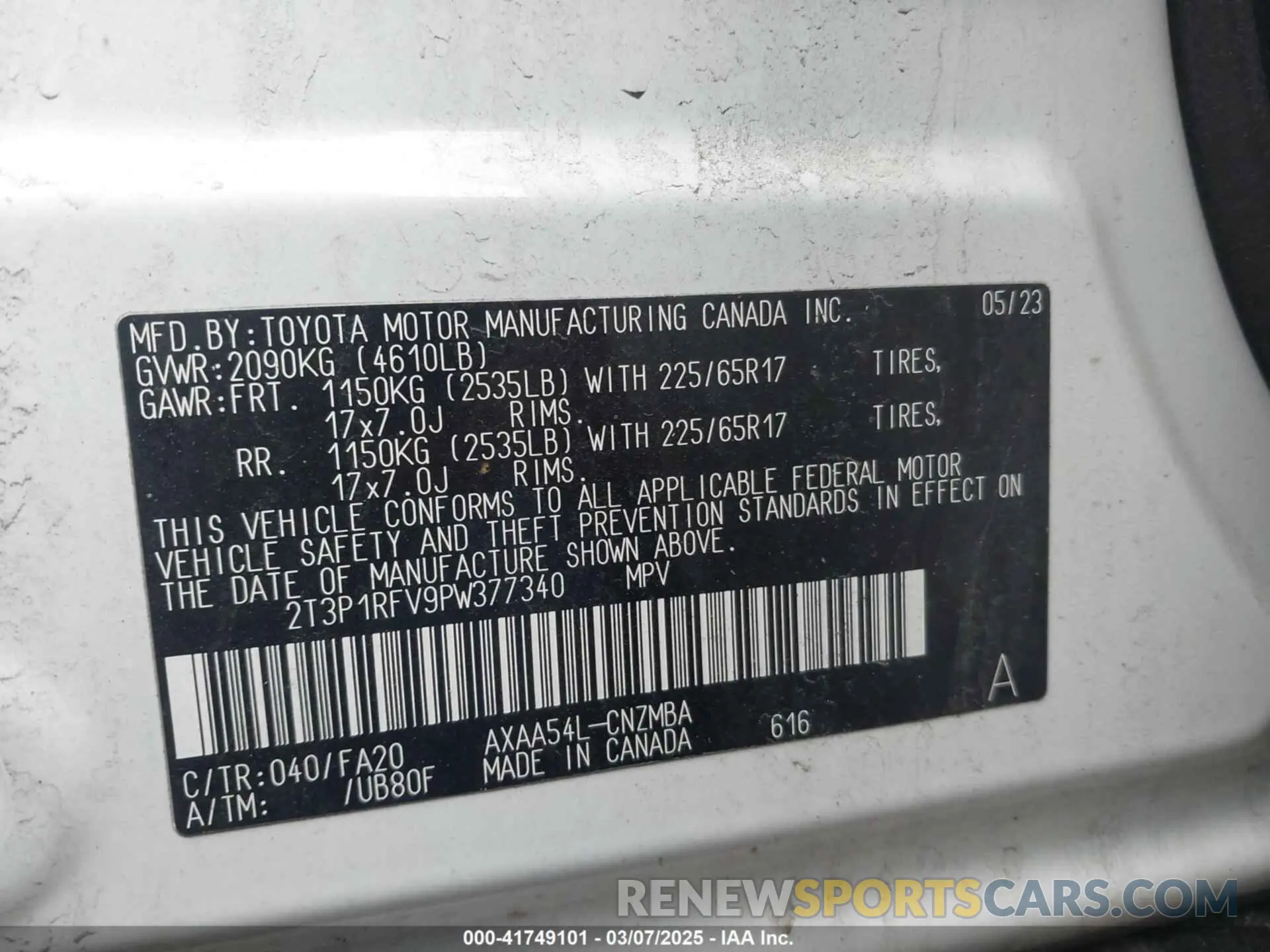 9 Photograph of a damaged car 2T3P1RFV9PW377340 TOYOTA RAV4 2023