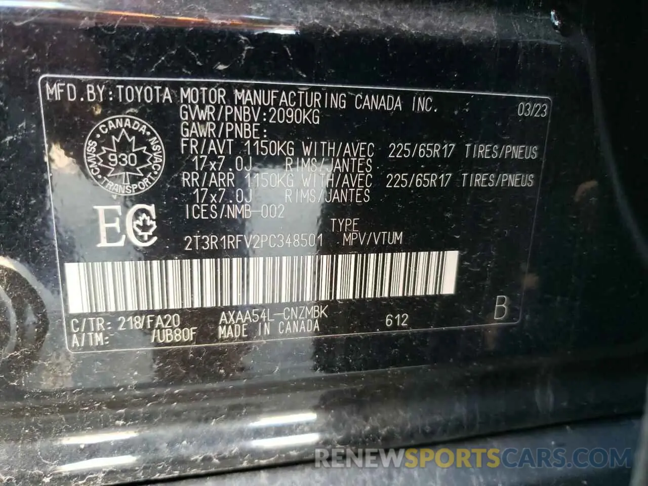 14 Photograph of a damaged car 2T3R1RFV2PC348501 TOYOTA RAV4 2023