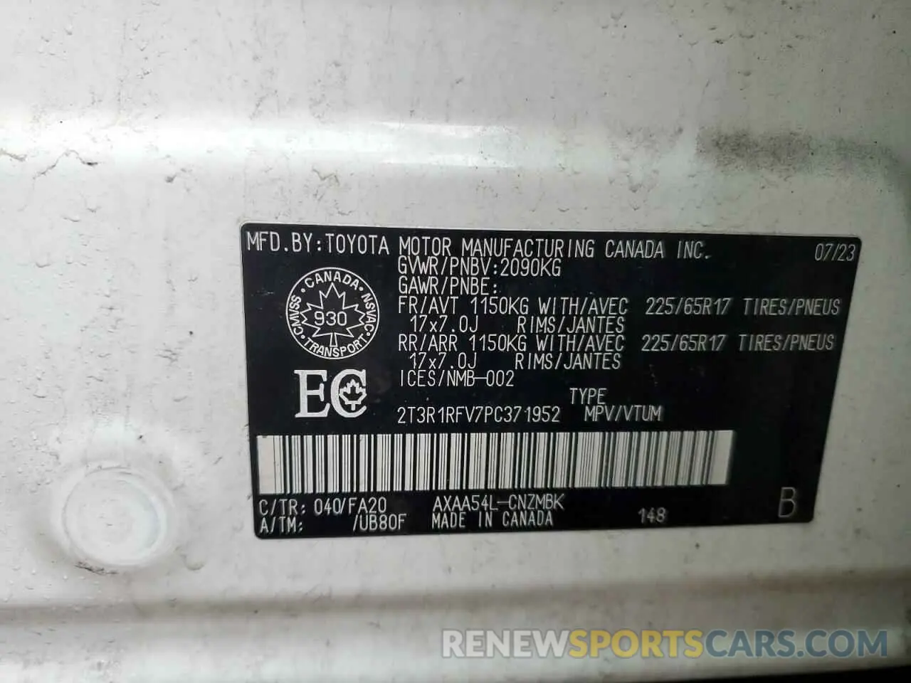 13 Photograph of a damaged car 2T3R1RFV7PC371952 TOYOTA RAV4 2023