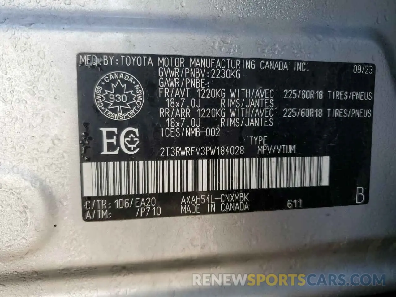 14 Photograph of a damaged car 2T3RWRFV3PW184028 TOYOTA RAV4 2023