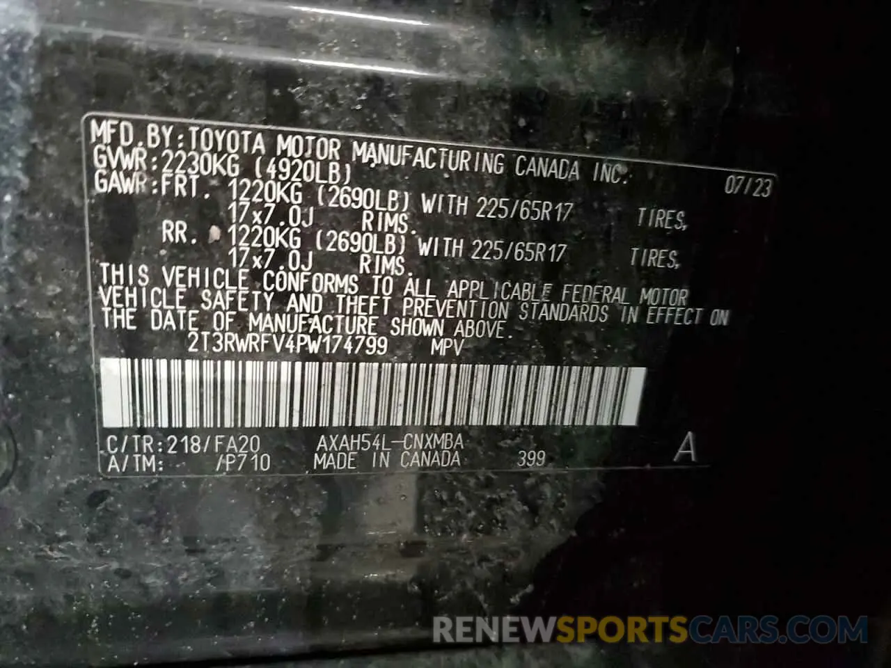 13 Photograph of a damaged car 2T3RWRFV4PW174799 TOYOTA RAV4 2023
