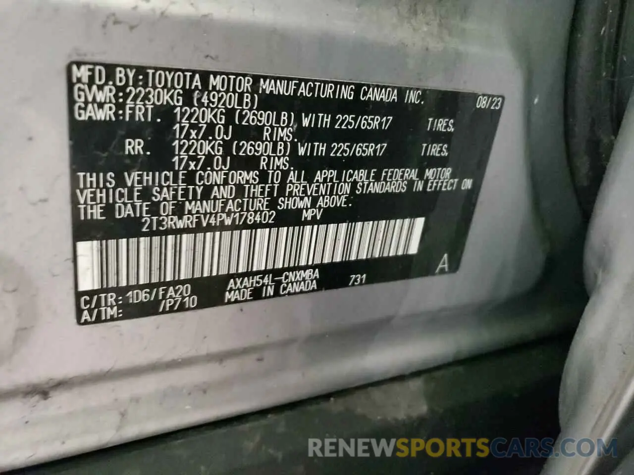 13 Photograph of a damaged car 2T3RWRFV4PW178402 TOYOTA RAV4 2023