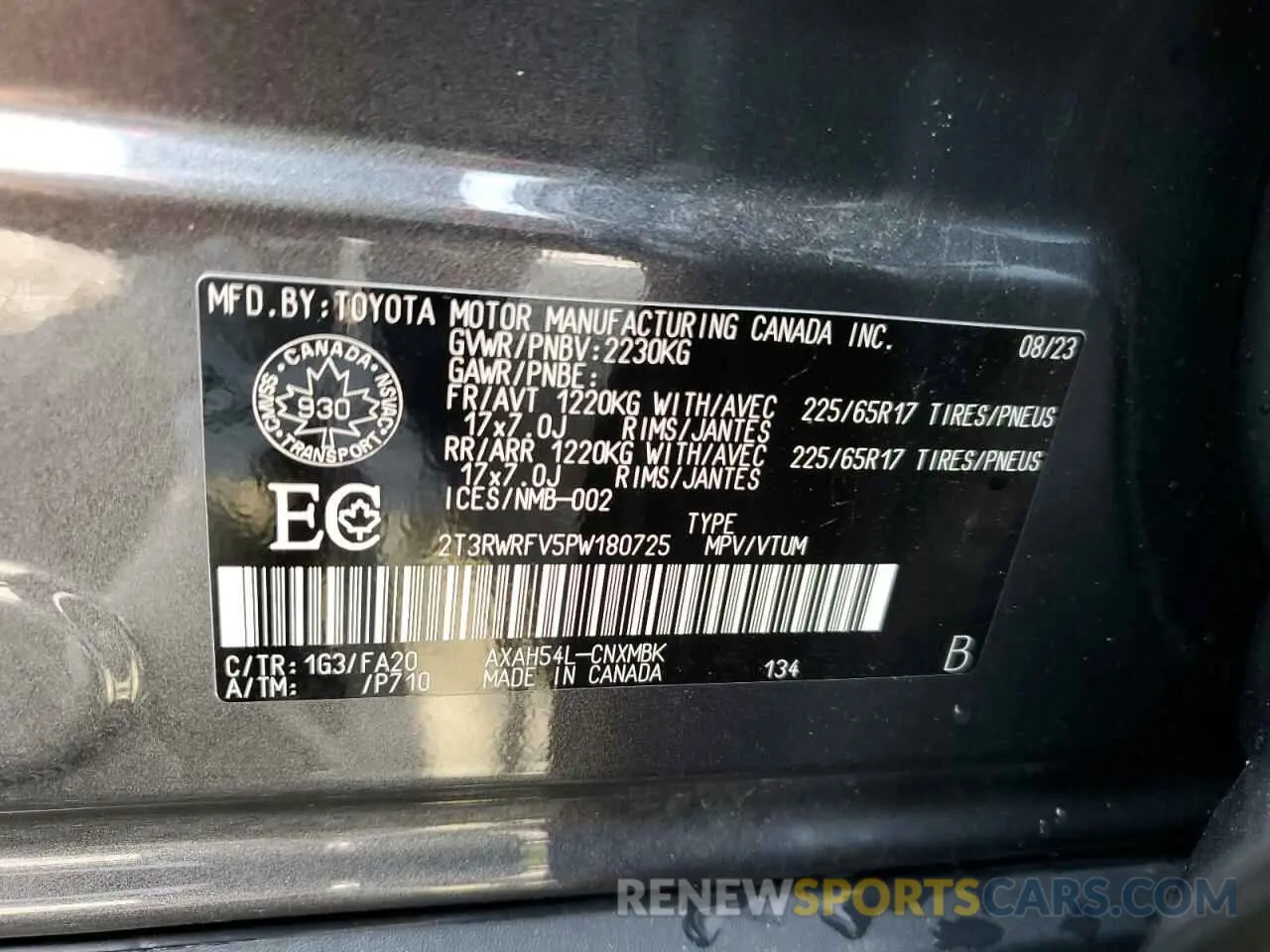 13 Photograph of a damaged car 2T3RWRFV5PW180725 TOYOTA RAV4 2023