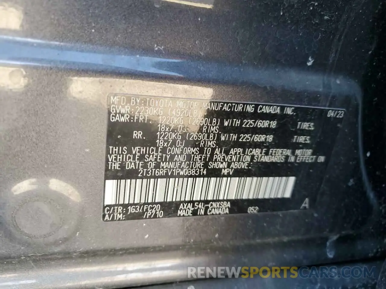 14 Photograph of a damaged car 2T3T6RFV1PW038314 TOYOTA RAV4 2023
