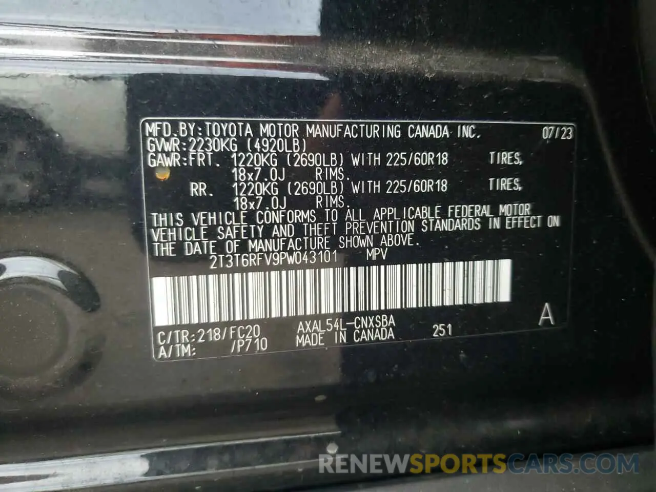 12 Photograph of a damaged car 2T3T6RFV9PW043101 TOYOTA RAV4 2023