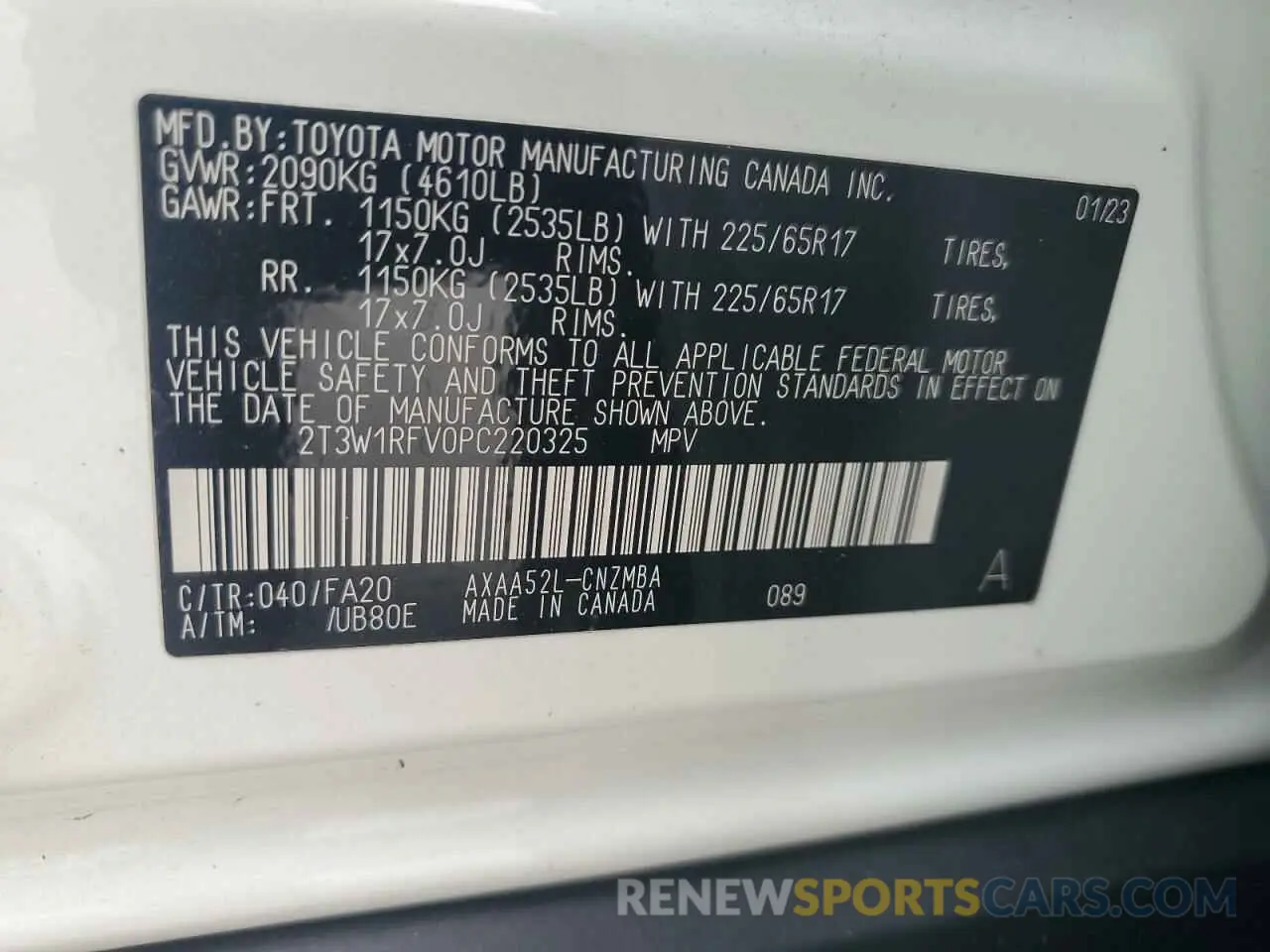 13 Photograph of a damaged car 2T3W1RFV0PC220325 TOYOTA RAV4 2023
