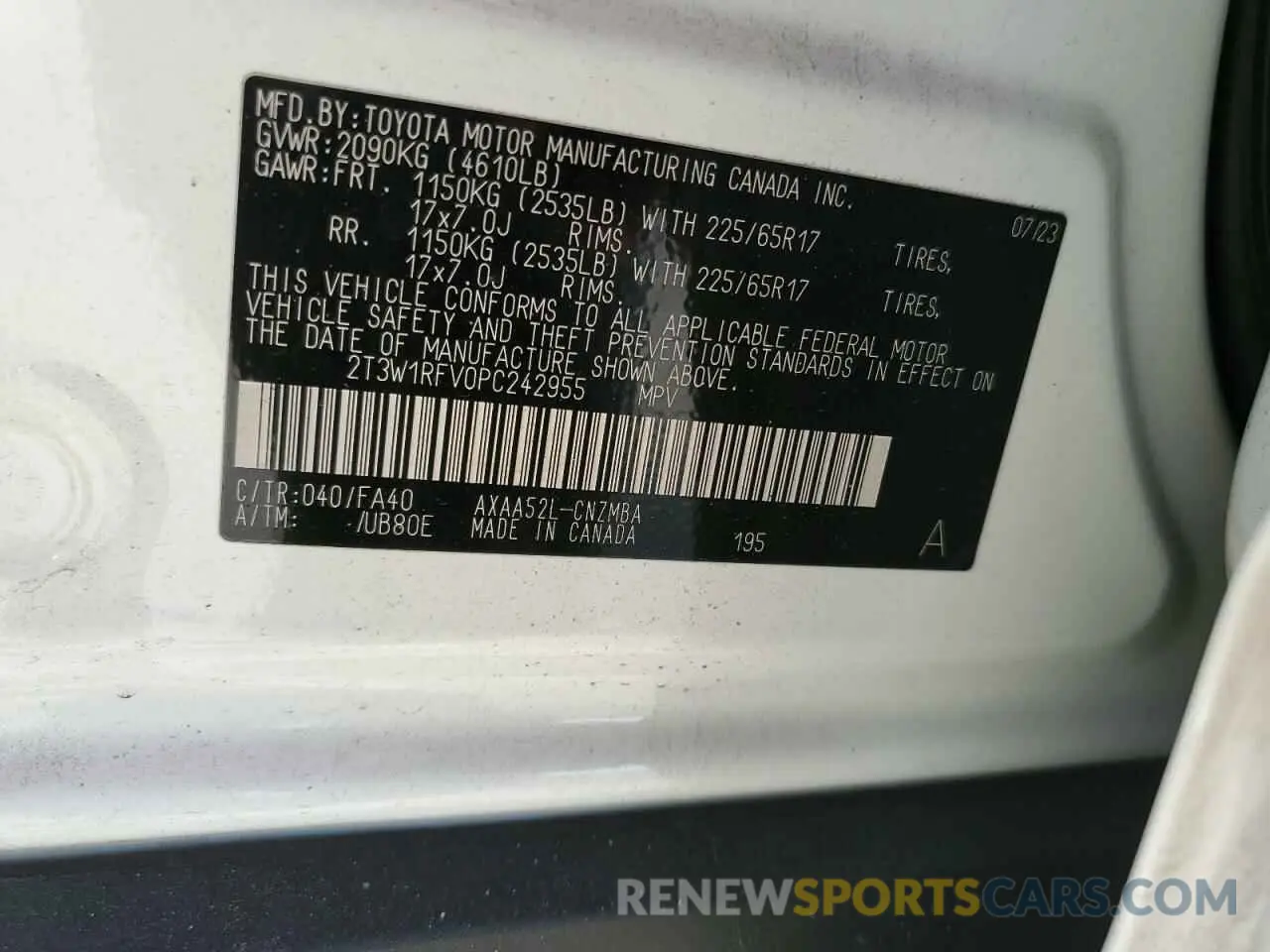 13 Photograph of a damaged car 2T3W1RFV0PC242955 TOYOTA RAV4 2023