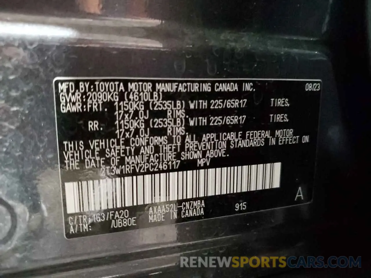 13 Photograph of a damaged car 2T3W1RFV2PC246117 TOYOTA RAV4 2023