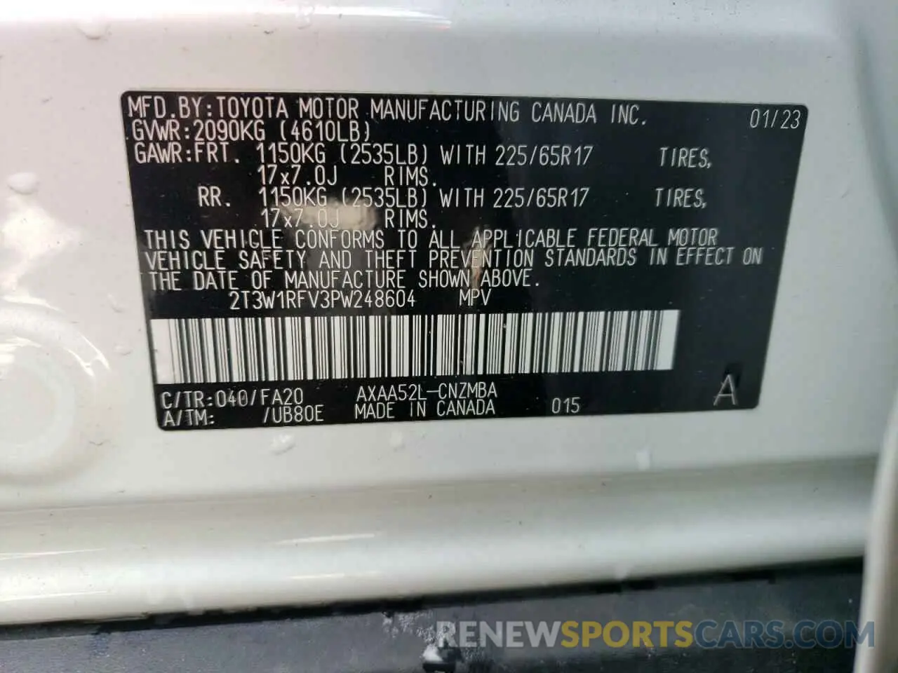 13 Photograph of a damaged car 2T3W1RFV3PW248604 TOYOTA RAV4 2023