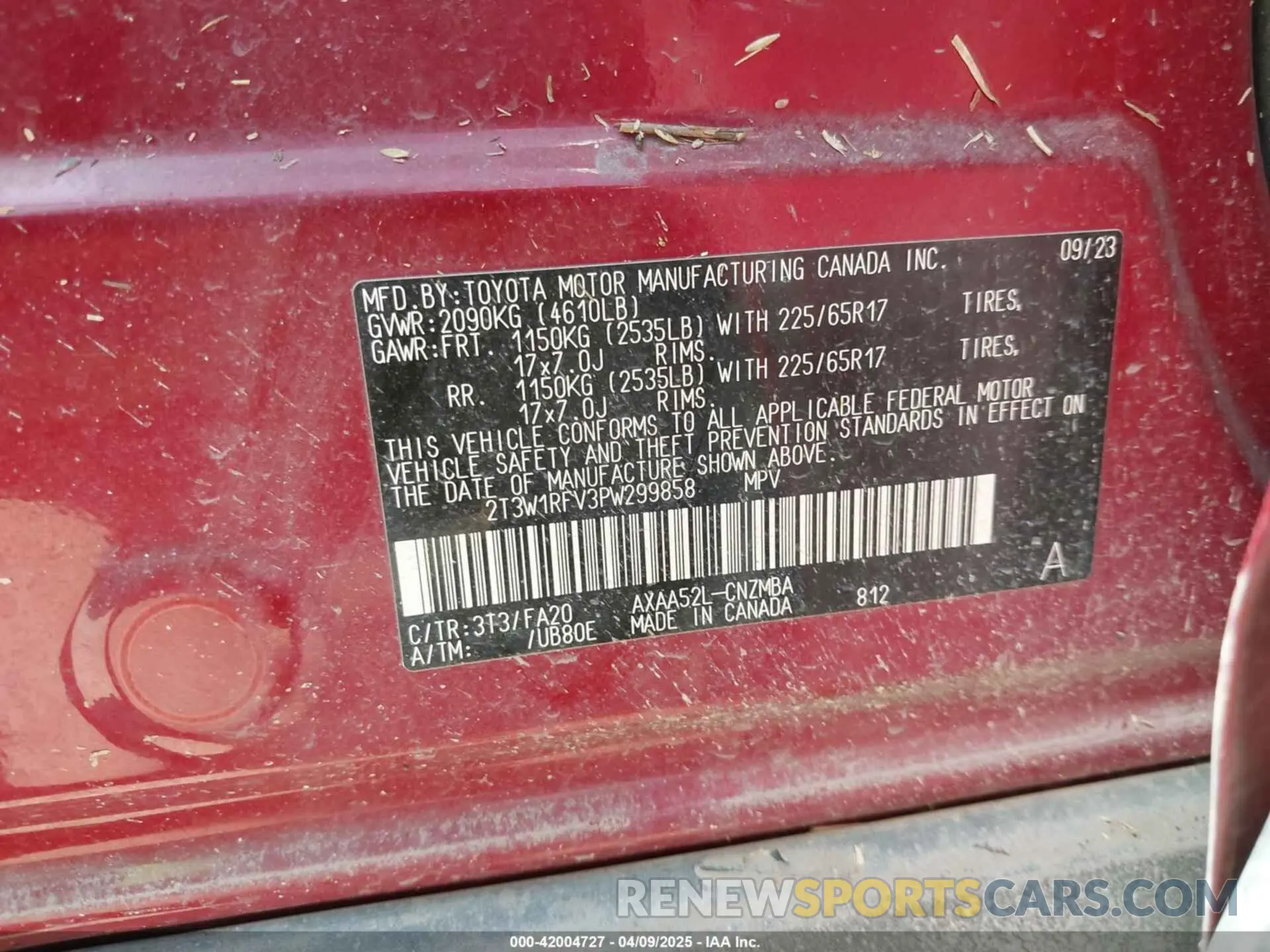 9 Photograph of a damaged car 2T3W1RFV3PW299858 TOYOTA RAV4 2023