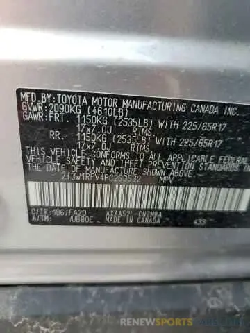 13 Photograph of a damaged car 2T3W1RFV4PC233532 TOYOTA RAV4 2023