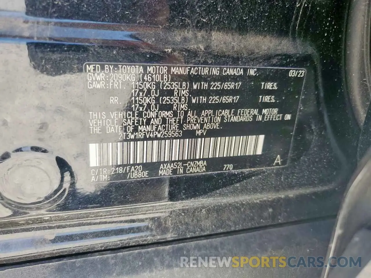 13 Photograph of a damaged car 2T3W1RFV4PW259563 TOYOTA RAV4 2023