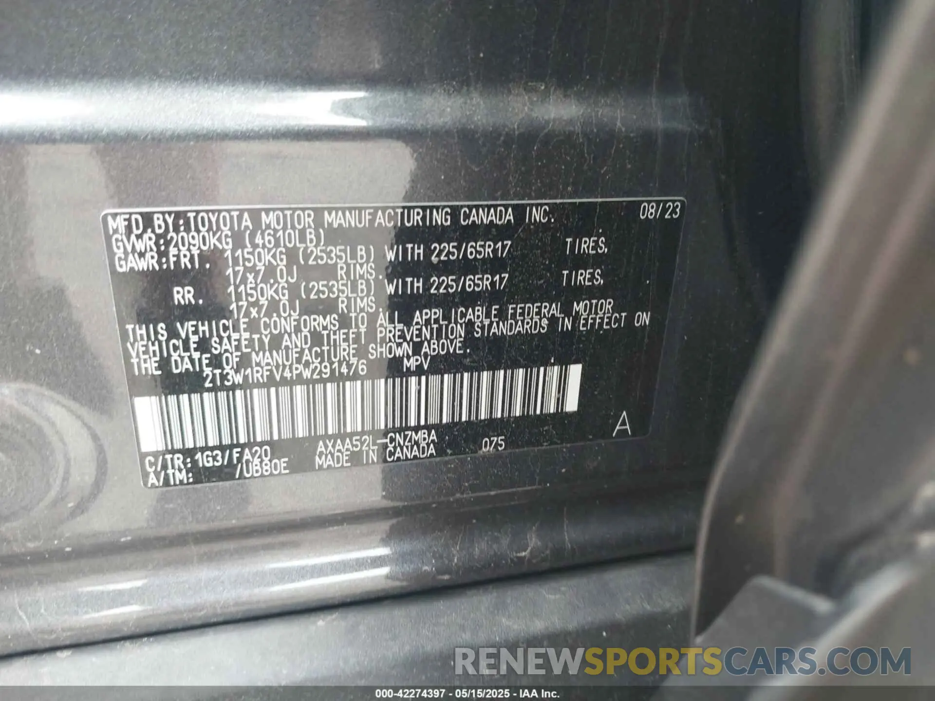 9 Photograph of a damaged car 2T3W1RFV4PW291476 TOYOTA RAV4 2023