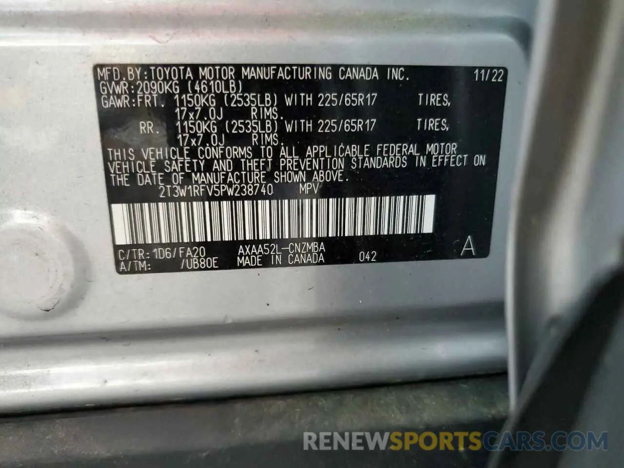 13 Photograph of a damaged car 2T3W1RFV5PW238740 TOYOTA RAV4 2023