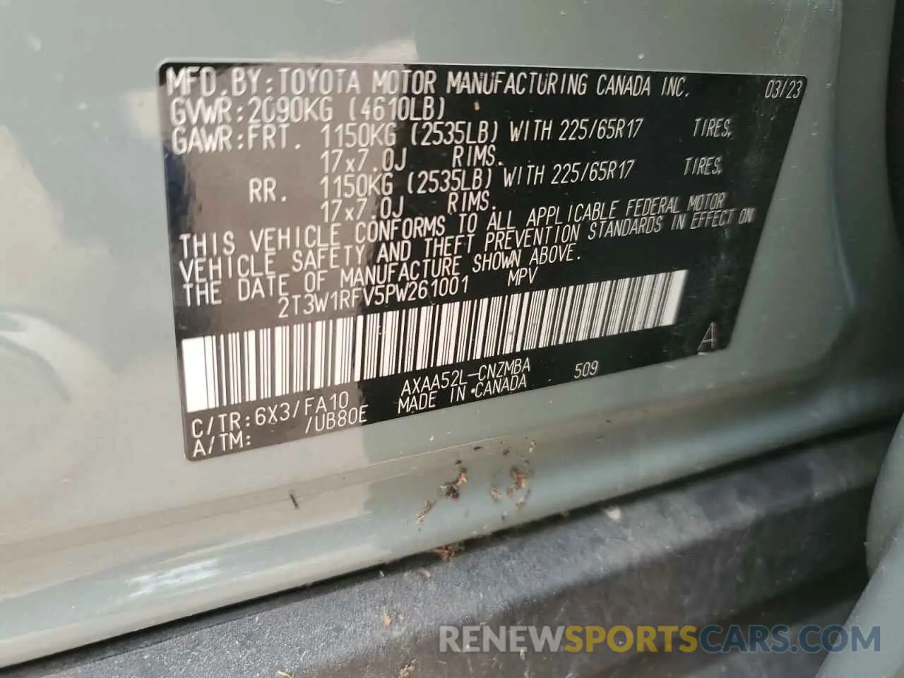13 Photograph of a damaged car 2T3W1RFV5PW261001 TOYOTA RAV4 2023