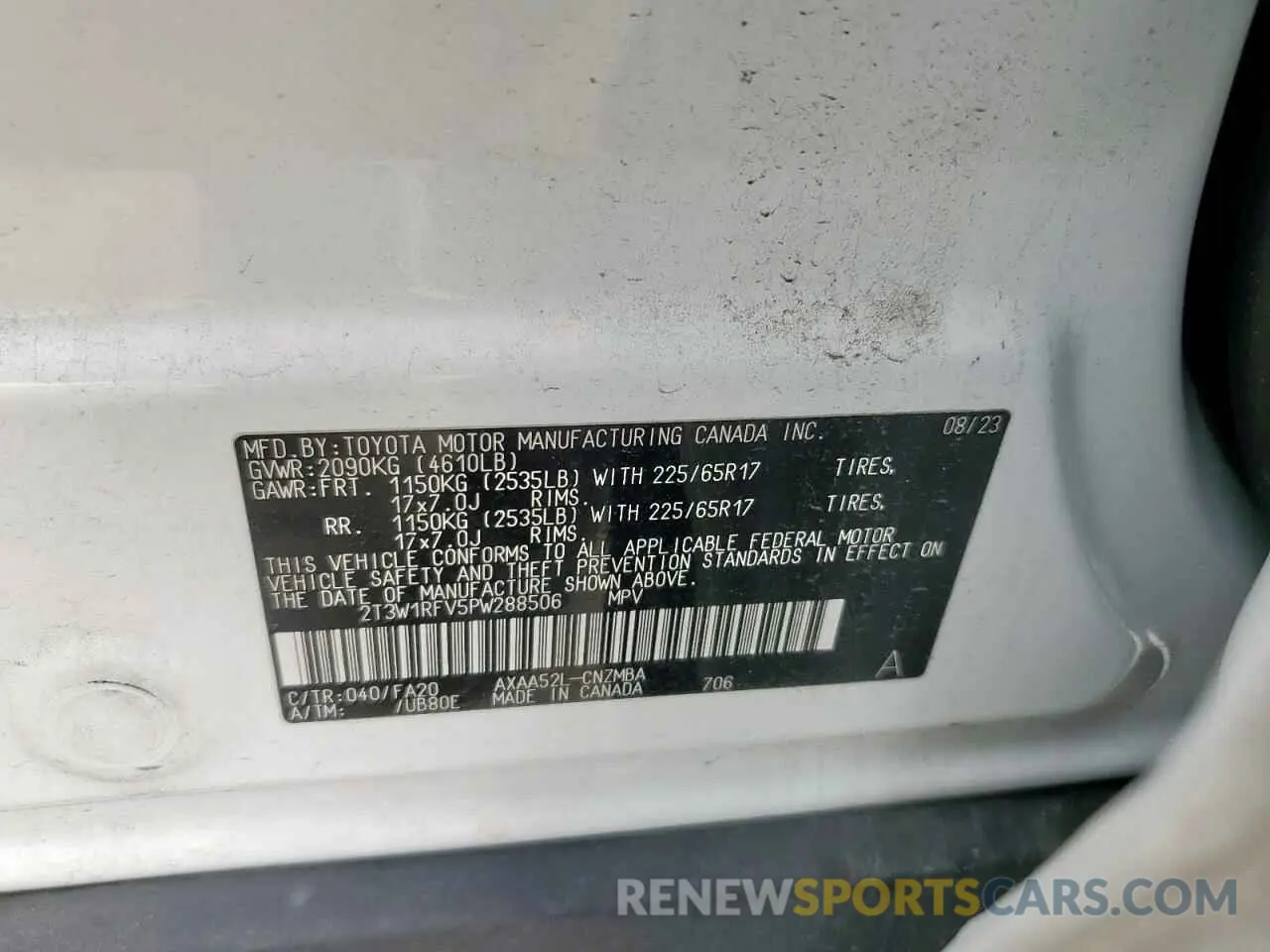 14 Photograph of a damaged car 2T3W1RFV5PW288506 TOYOTA RAV4 2023