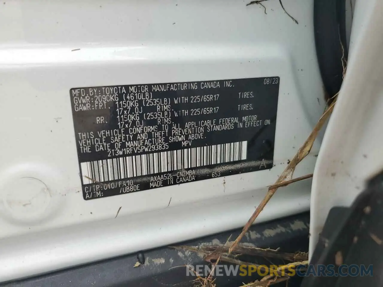 13 Photograph of a damaged car 2T3W1RFV5PW293835 TOYOTA RAV4 2023