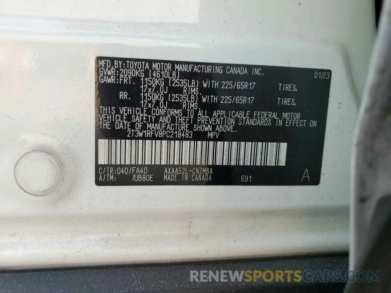 12 Photograph of a damaged car 2T3W1RFV8PC218483 TOYOTA RAV4 2023