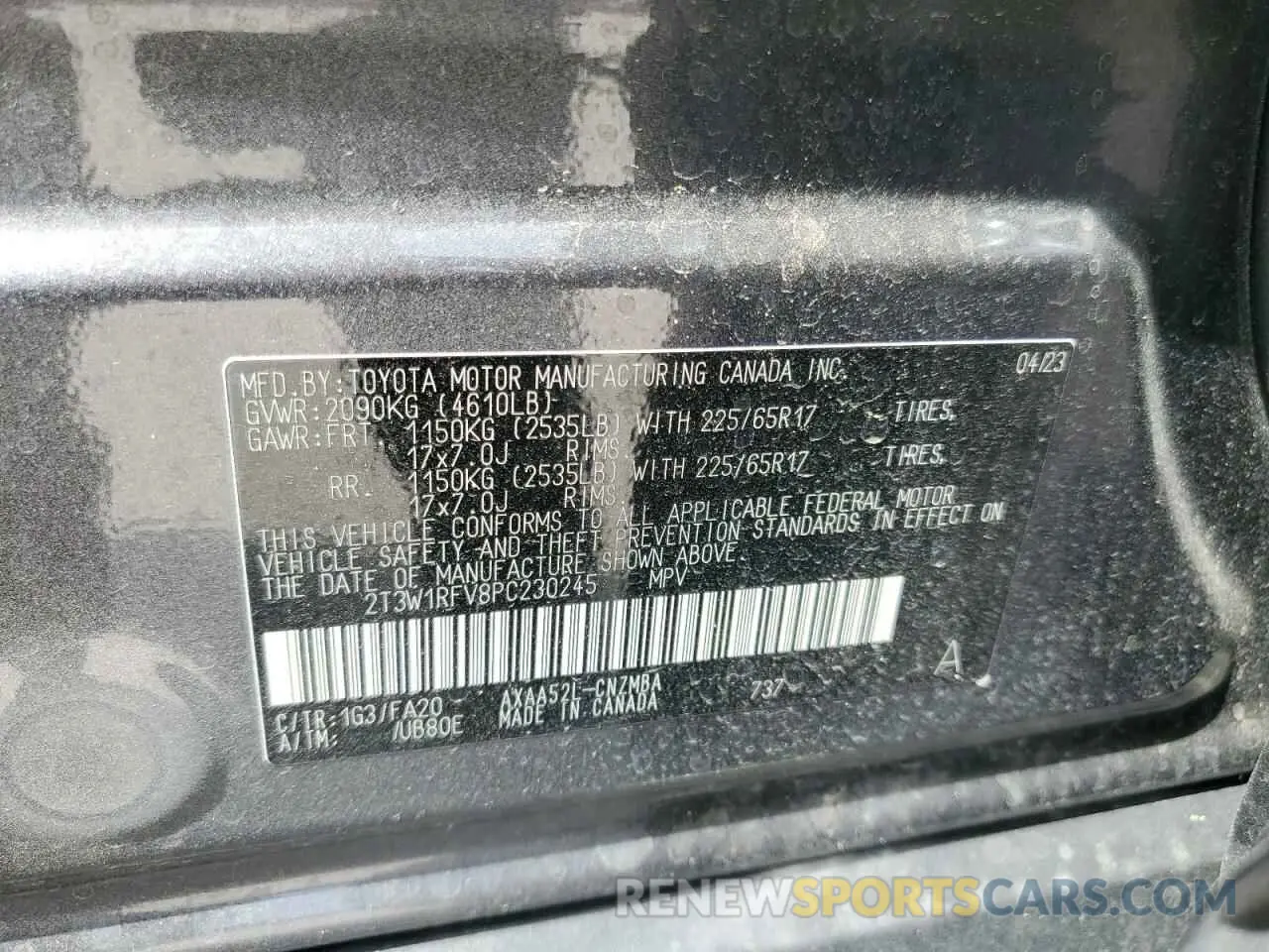 13 Photograph of a damaged car 2T3W1RFV8PC230245 TOYOTA RAV4 2023