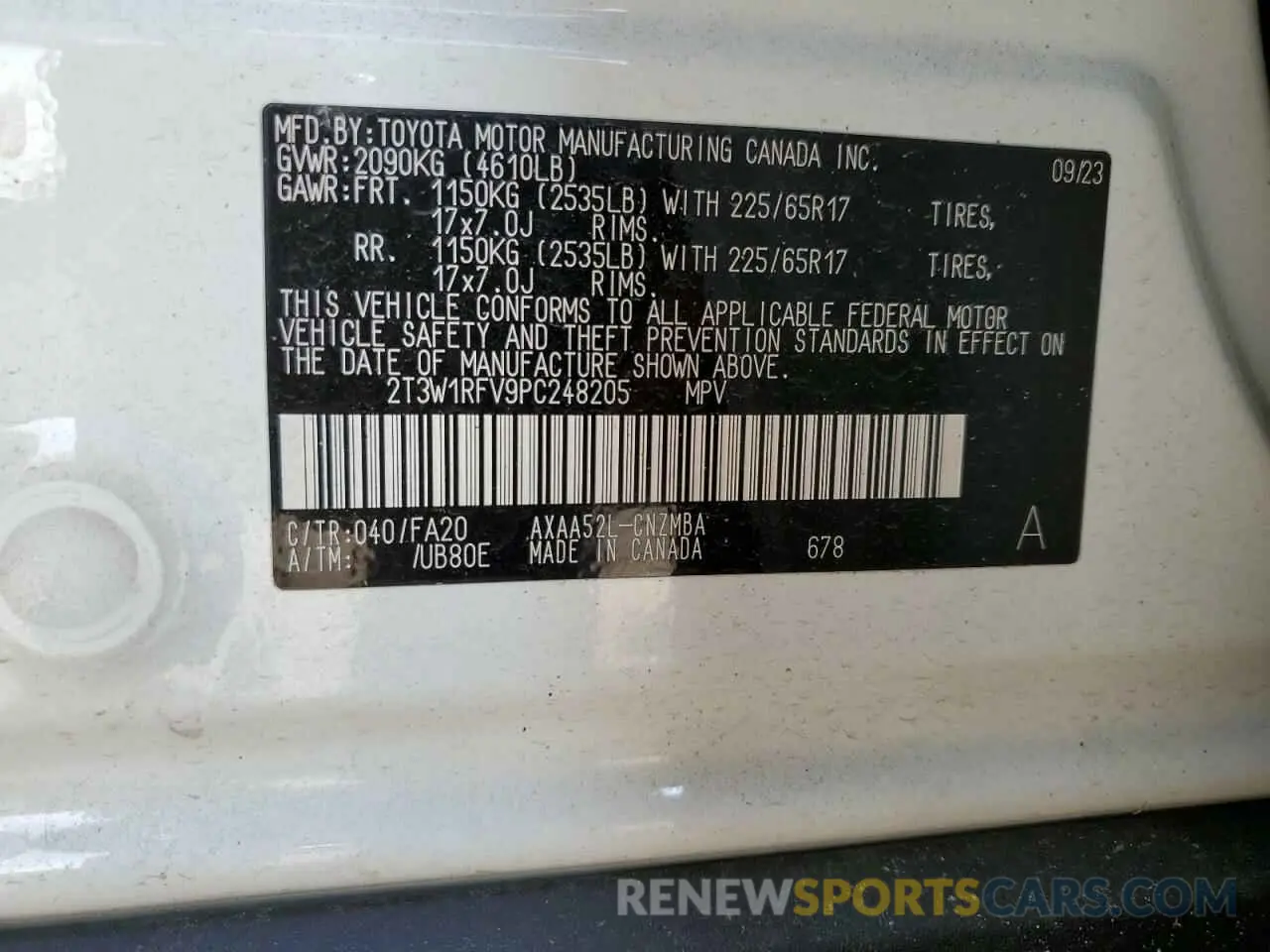 14 Photograph of a damaged car 2T3W1RFV9PC248205 TOYOTA RAV4 2023