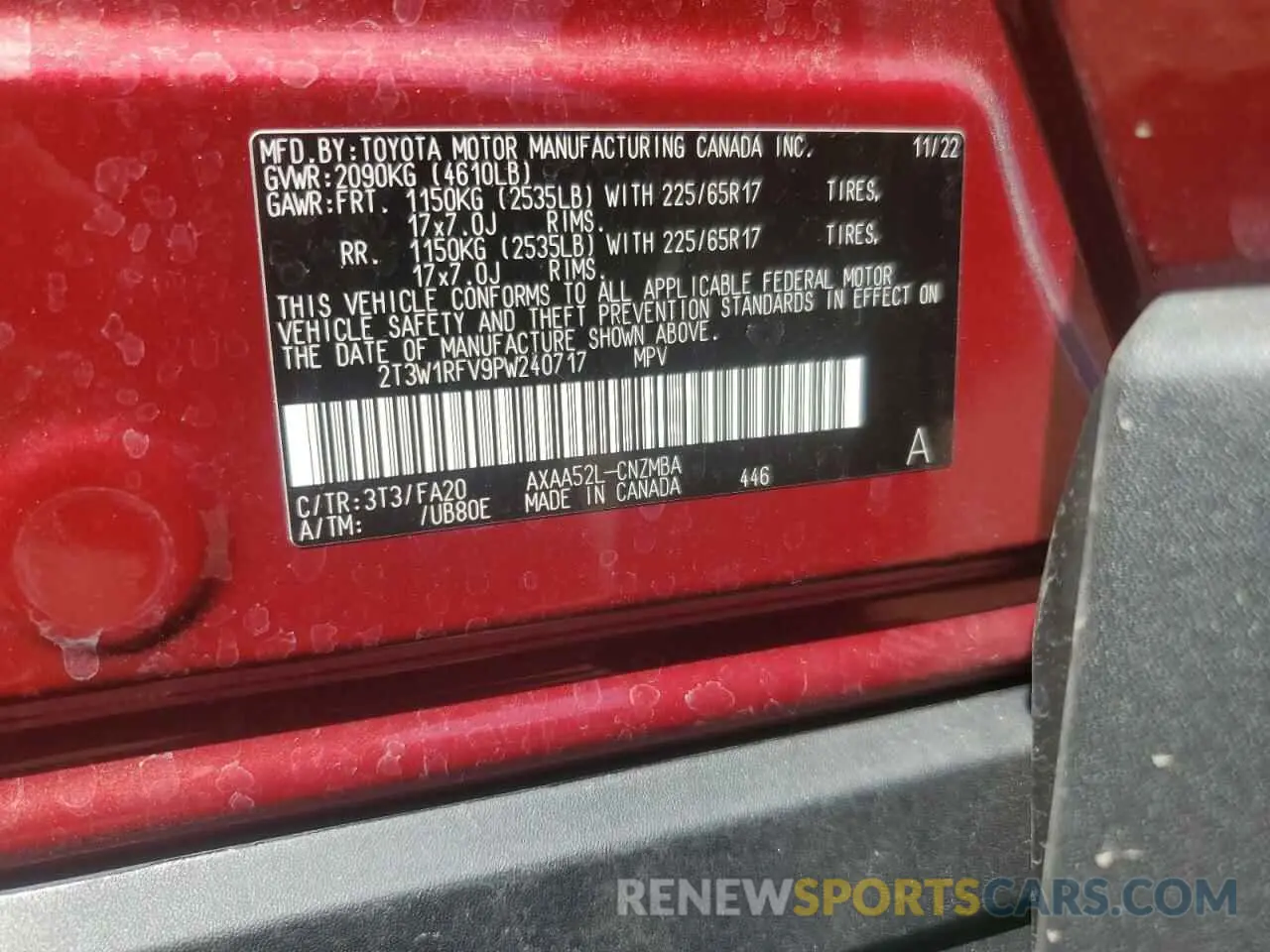 14 Photograph of a damaged car 2T3W1RFV9PW240717 TOYOTA RAV4 2023