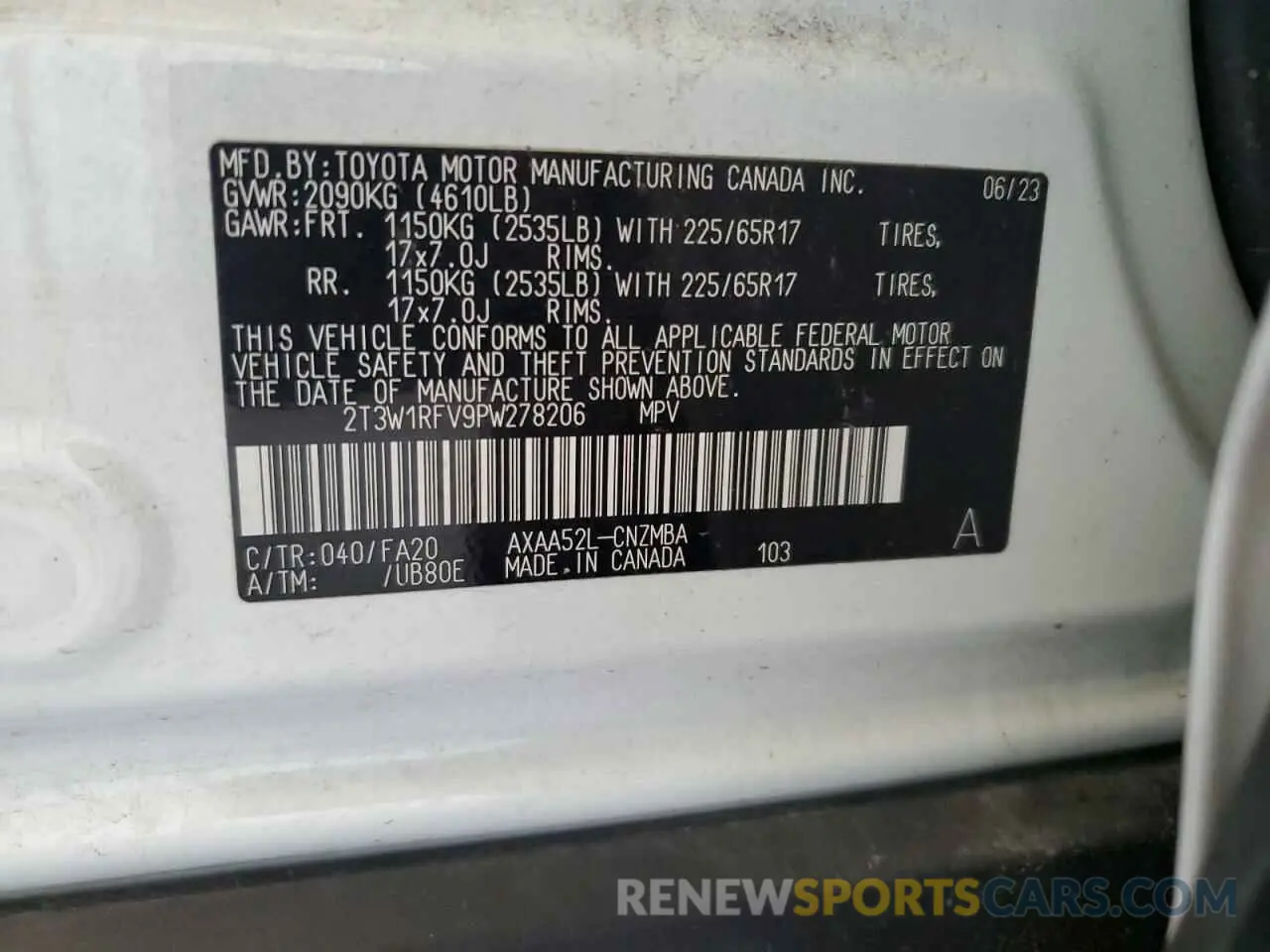 12 Photograph of a damaged car 2T3W1RFV9PW278206 TOYOTA RAV4 2023