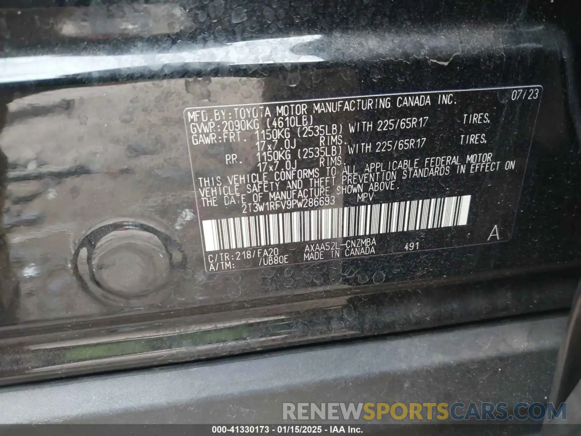 9 Photograph of a damaged car 2T3W1RFV9PW286693 TOYOTA RAV4 2023